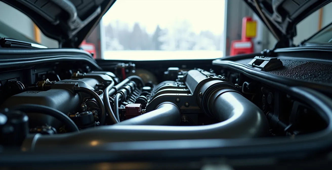Compartiment moteur impeccable après nettoyage professionnel