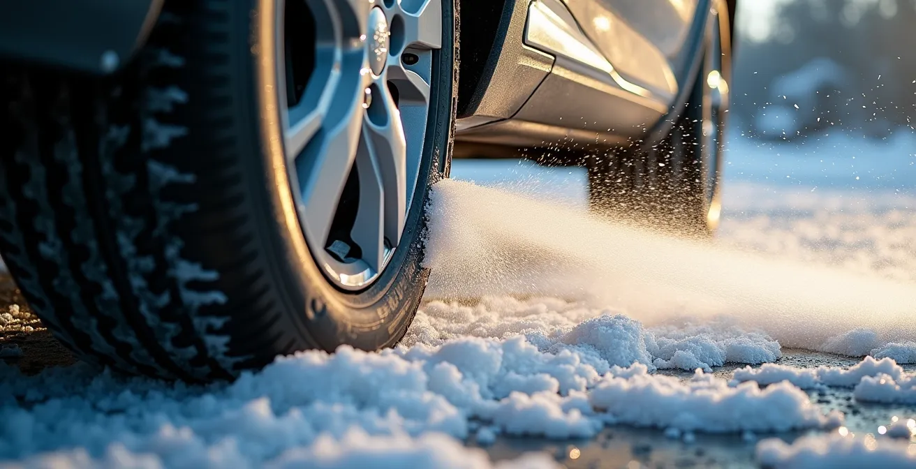 Jet haute pression nettoyant le sel accumulé sous le châssis d'une voiture en hiver