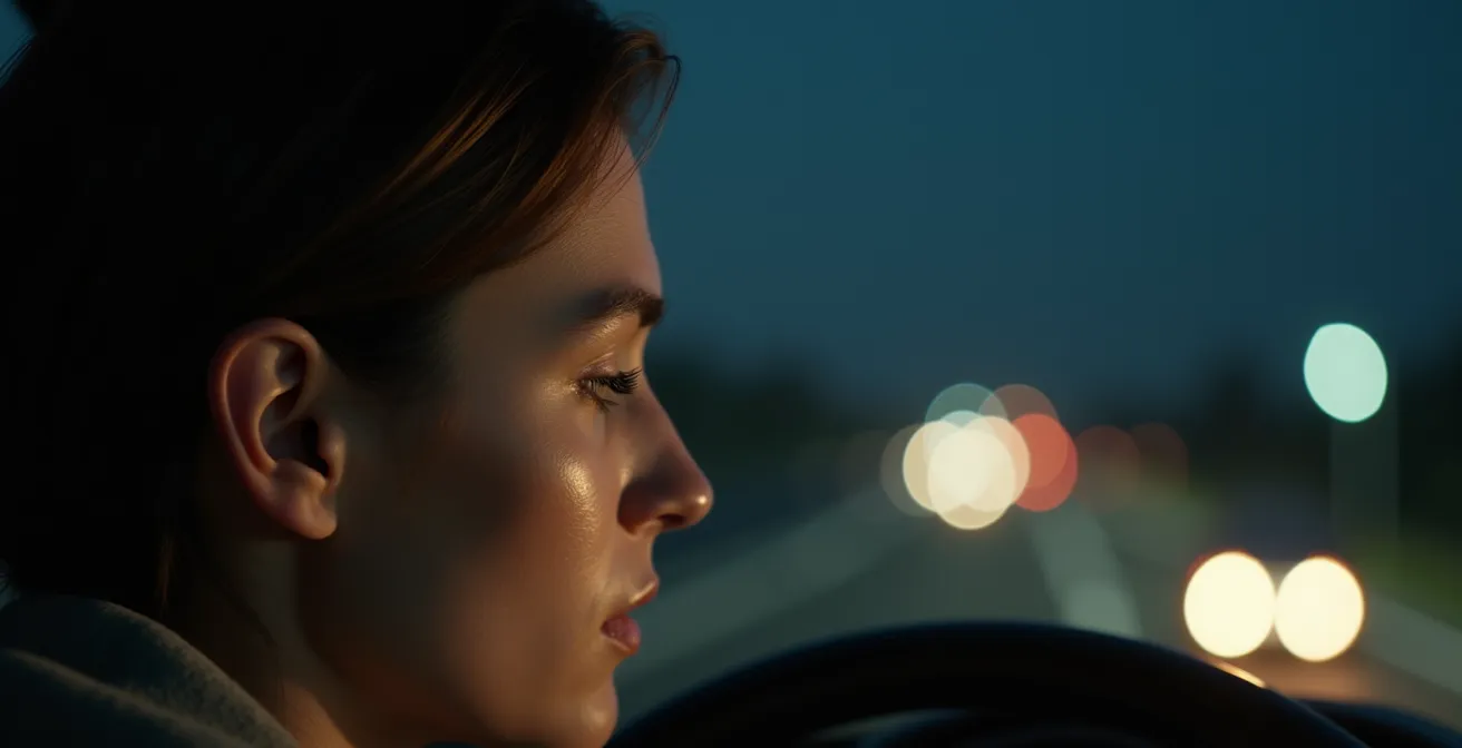 Illustration de la vision en tunnel causée par la fatigue au volant