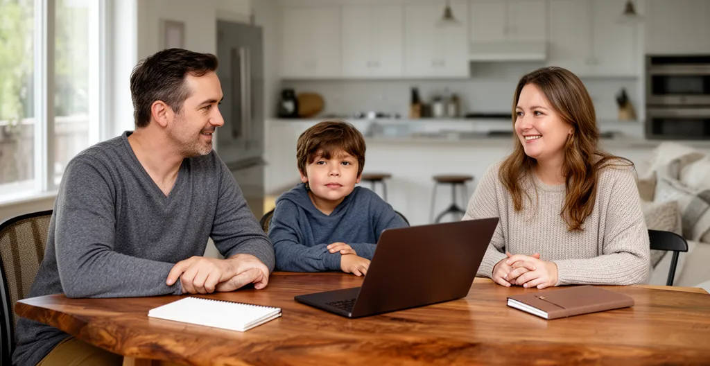 Famille discutant des options d'assurance automobile